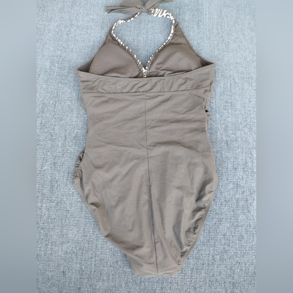 Love Your Assets SPANX Swimsuit Large Black Zebra One Piece Ruched - Picture 2 of 5